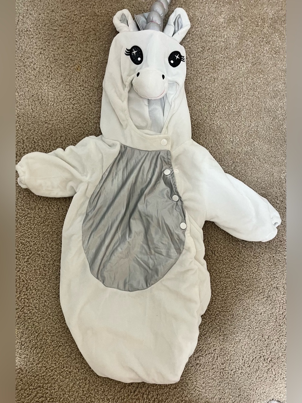 Unicorn Hooded Kids Pajama Sleep Sack - White and Silver-Infant